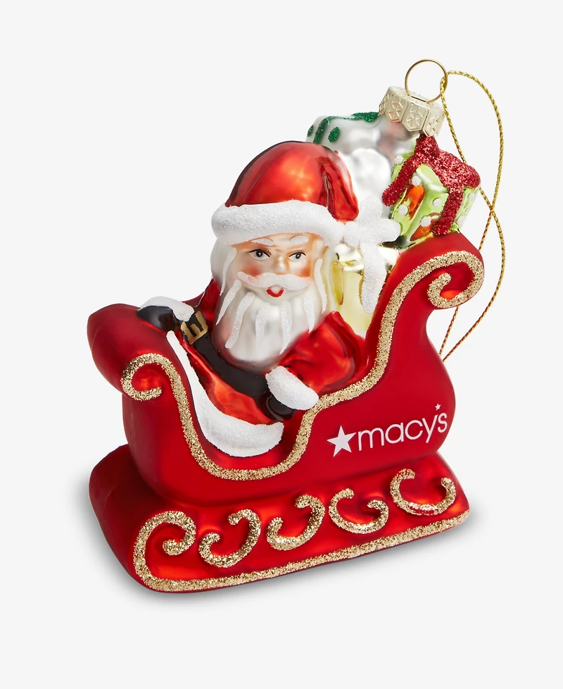 Holiday Lane Macy's Glass Santa's Sleigh Ornament, Macy's Exclusive