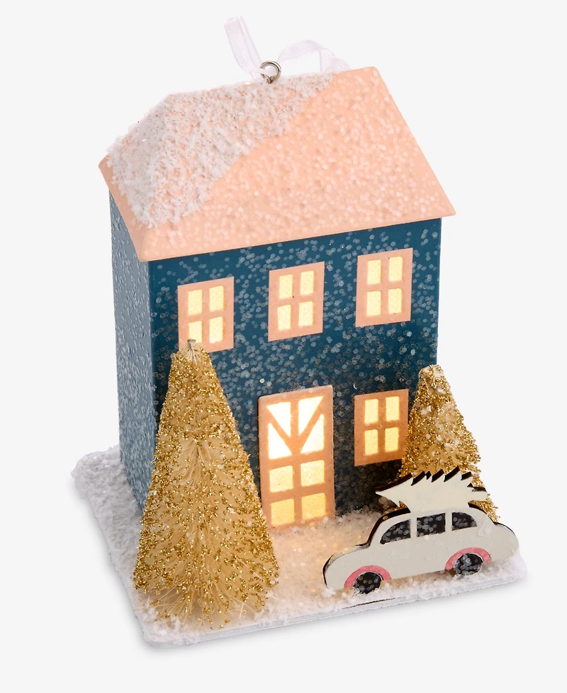 Holiday Lane Led Paper Blue House Ornament, Macy's Exclusive