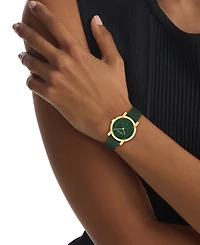 Calvin Klein Women's Ck Monogram Green Leather Strap Watch 32mm