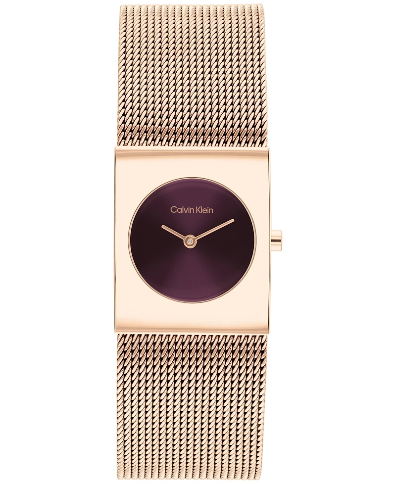 Calvin Klein Women's Ck Pulse Rose Gold Tone Stainless Steel Mesh Bracelet Watch 21.5mm