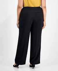 Kasper Plus Mid-Rise Stretch Crepe Wide-Leg Pants