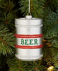 Holiday Lane Spirits Glass Glittered Beer Keg Ornament, Macy's Exclusive