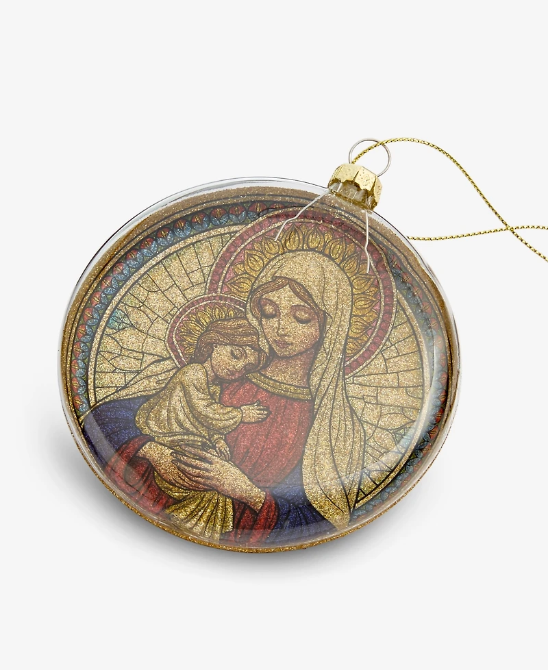 Holiday Lane Blessed Mother and Child Glass Disc Ornament, Macy's Exclusive