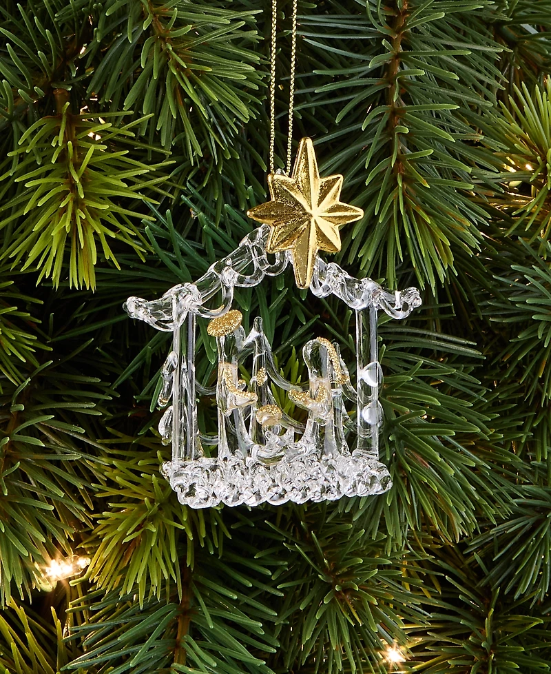 Holiday Lane Blessed Glass Holy Family Ornament, Macy's Exclusive