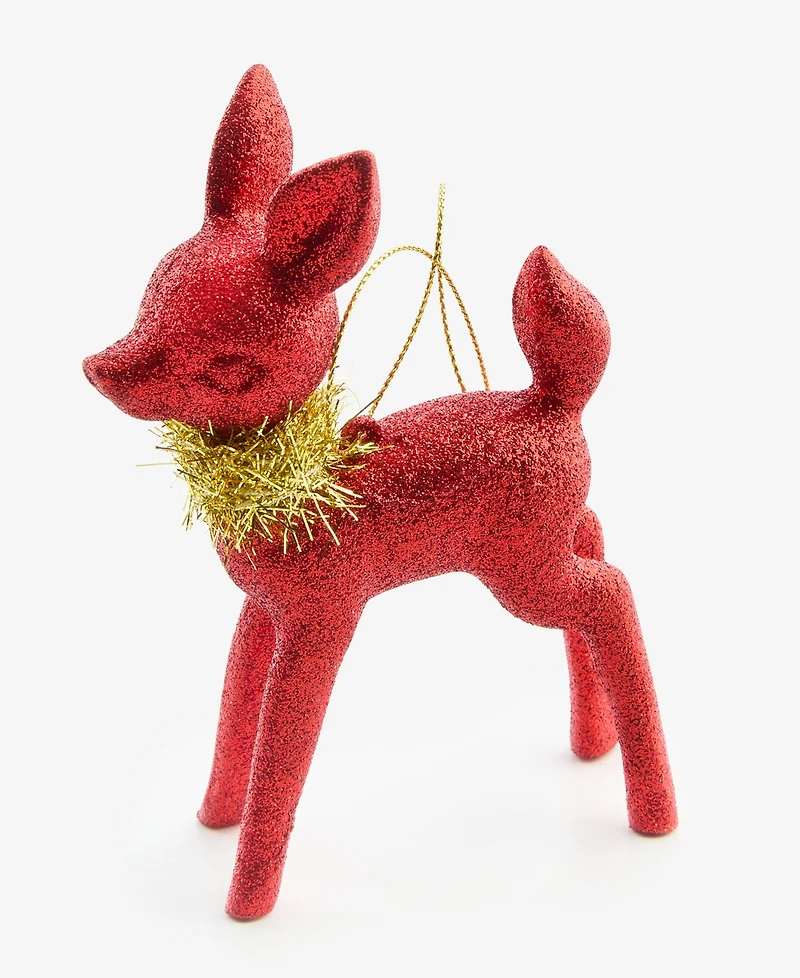 Holiday Lane Christmas Glitters Red Deer With Scarf Ornament, Macy's Exclusive