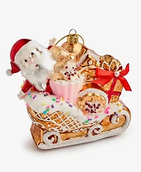 Holiday Lane Gingerbread Village Glass Santa's Sweet Sleigh Ornament, Macy's Exclusive