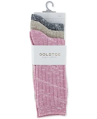 Gold Toe Women's 3-Pk. Supersoft Slub Crew Socks GTDL0163R03