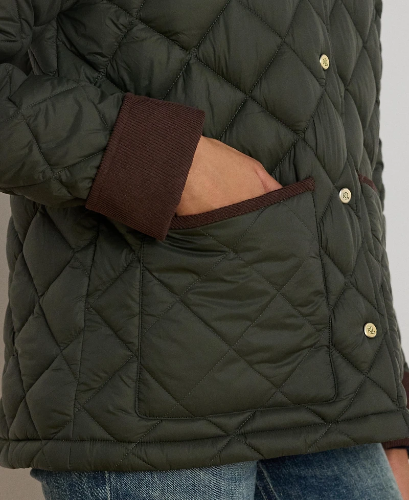 Lauren Ralph Lauren Women's Corduroy-Collar Diamond Quilted Jacket