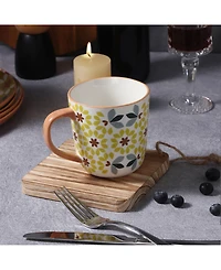 Lorren Home Trends Geo Floral Mugs, Assorted Set of 4