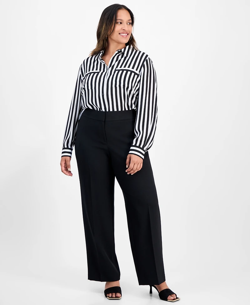 Kasper Plus Striped Blouse