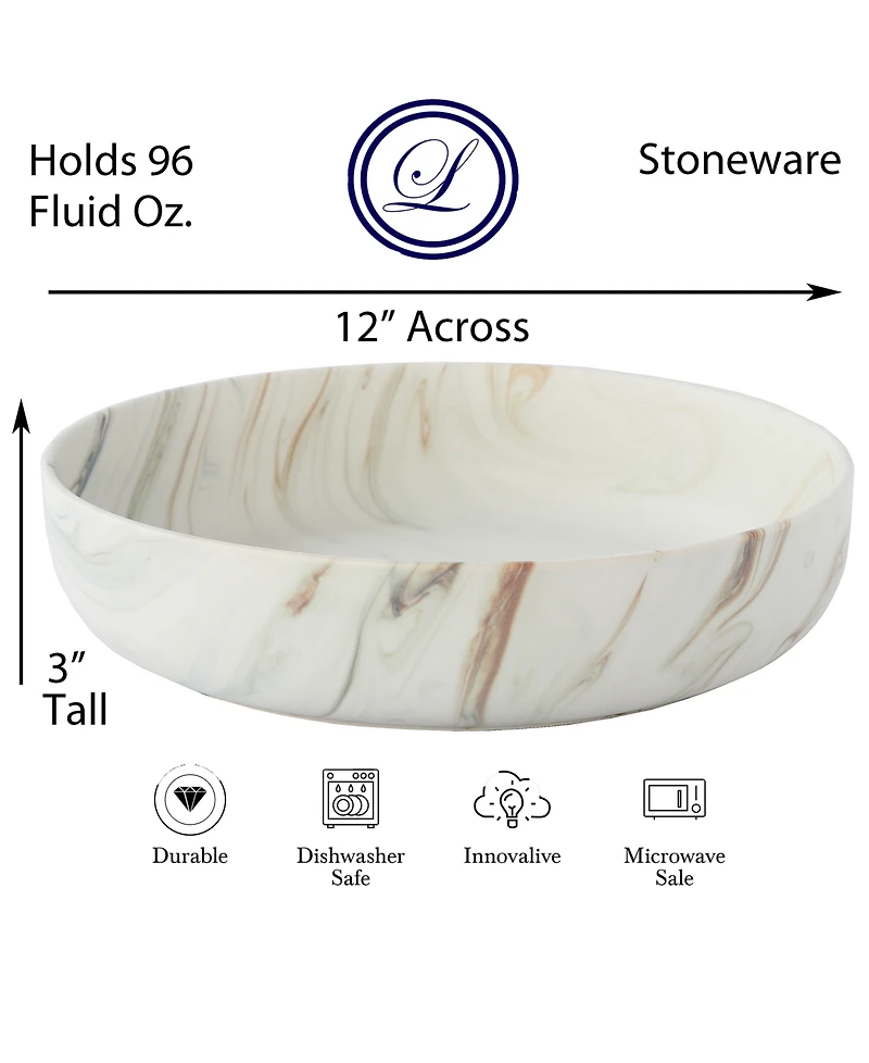 Lorren Home Trends Shiny Marble Pattern Serving Bowl, 96-oz.