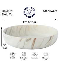 Lorren Home Trends Shiny Marble Pattern Serving Bowl, 96-oz.