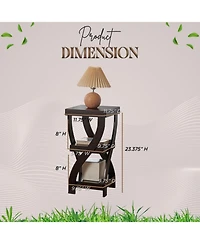 Kings Brand Furniture 3 Tier End Table - Square for Bedroom with Shelves Bedside Nightstand