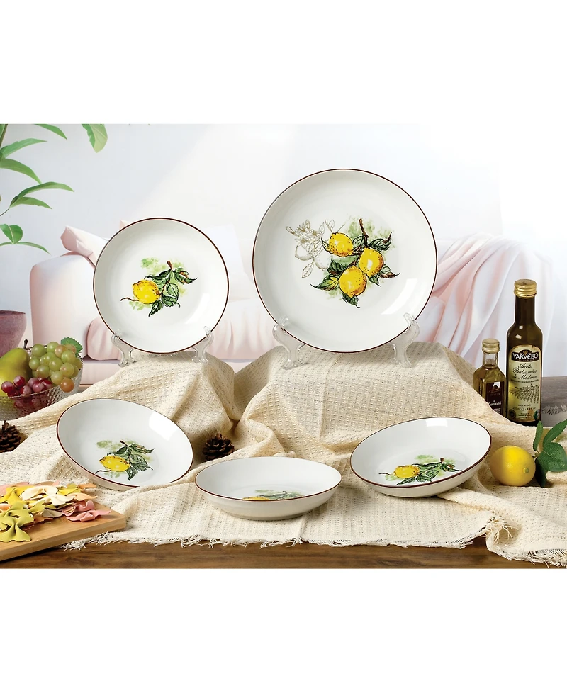 Lorren Home Trends Lemon 5-Pc. Pasta/All-Purpose Bowl Set