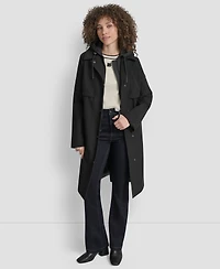Dkny Women's Hooded Bibbed Belted Trench Coat