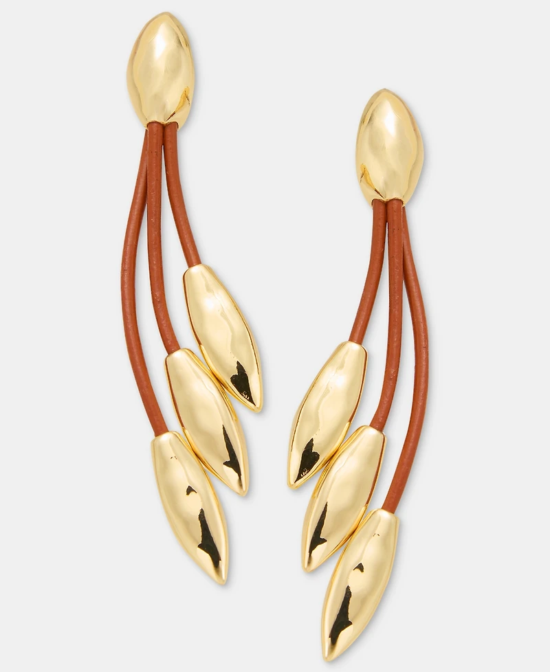Style & Co Gold-Tone Leather Tassel Drop Earrings, Macy's Exclusive