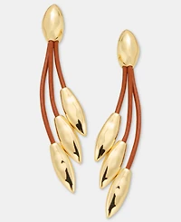 Style & Co Gold-Tone Leather Tassel Drop Earrings, Macy's Exclusive