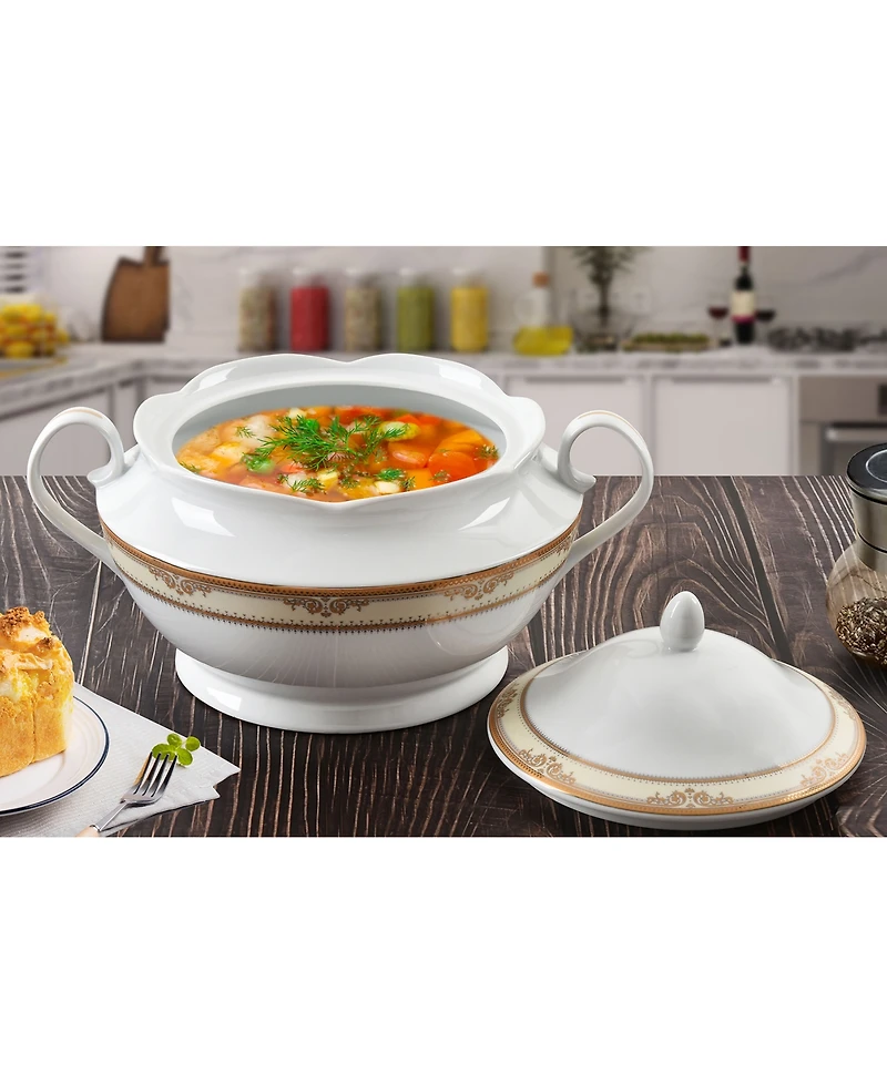 Lorren Home Trends Isabella Porcelain Tureen with Lid