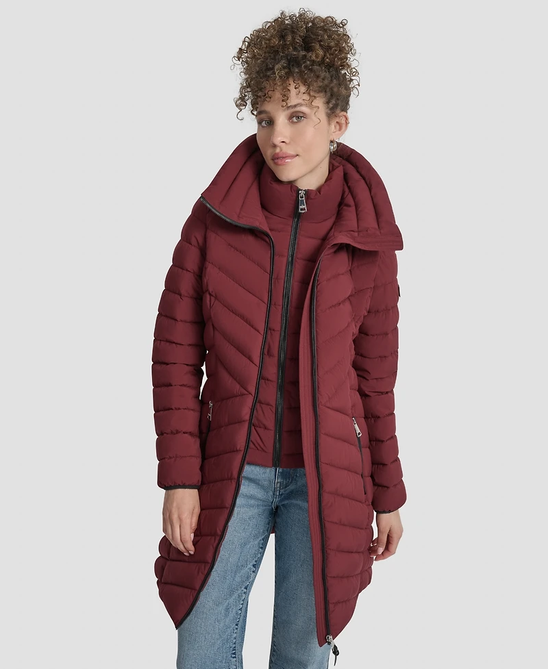 Dkny Women's Bibbed Packable Puffer Coat