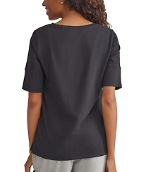 Kasper Women's Button-Cuff Crewneck T-Shirt