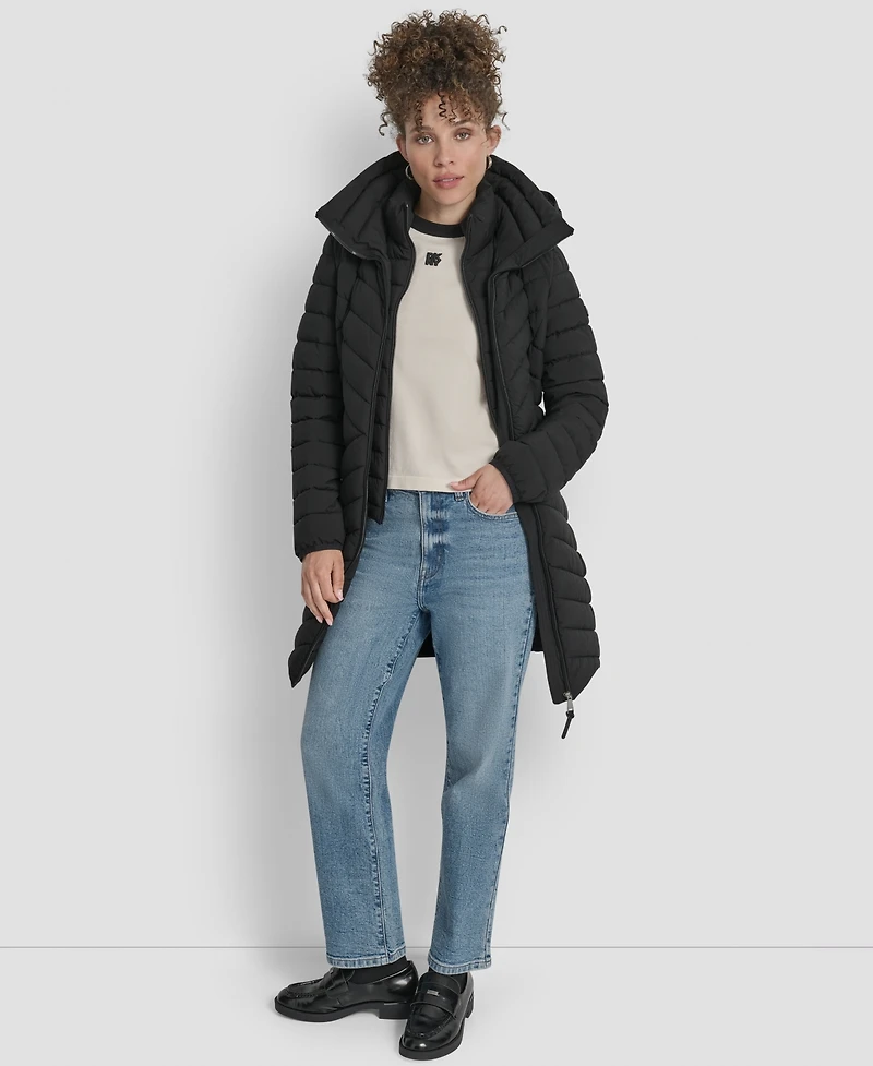 Dkny Women's Bibbed Packable Puffer Coat