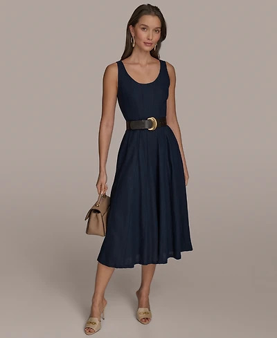 Donna Karan New York Women's Belted A-Line Dress