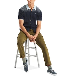 Nautica Men's Short Sleeve Button-Front Sweater