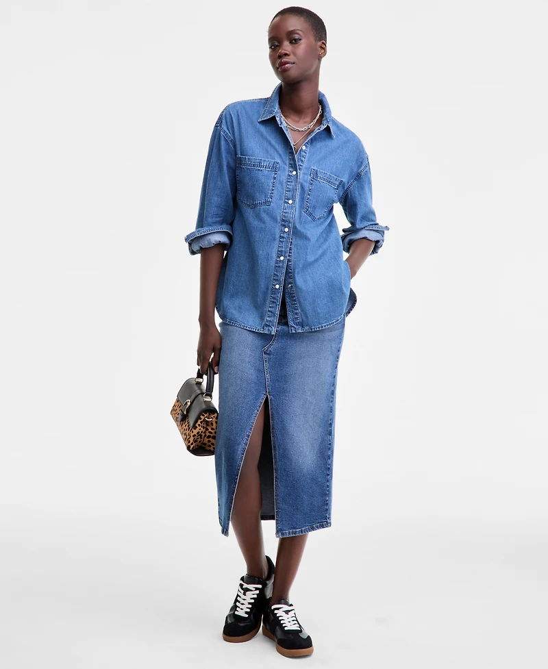 On 34th Women's Denim Patch Pocket Shirt, Macy's Exclusive