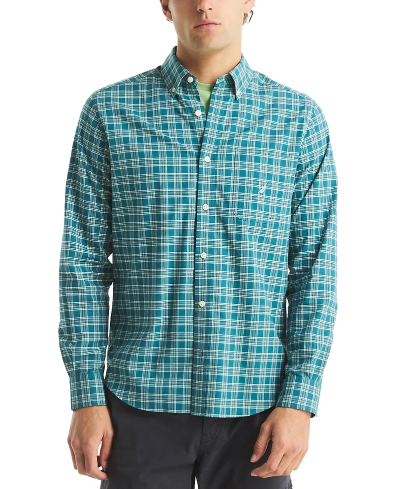 Nautica Men's Long Sleeve Plaid Button-Down Shirt