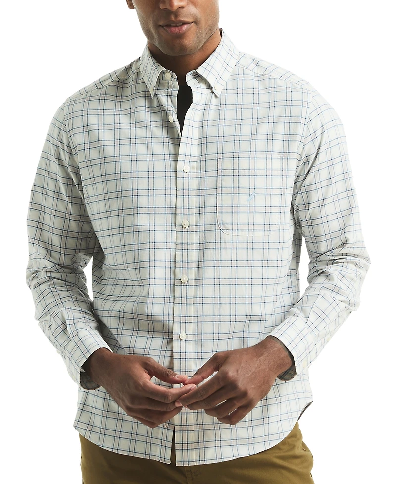 Nautica Men's Long Sleeve Plaid Button-Down Shirt