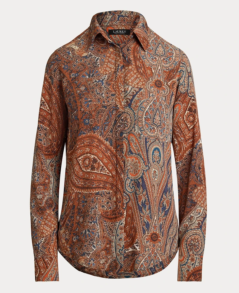 Lauren Ralph Women's Classic-Fit Paisley Crepe Shirt
