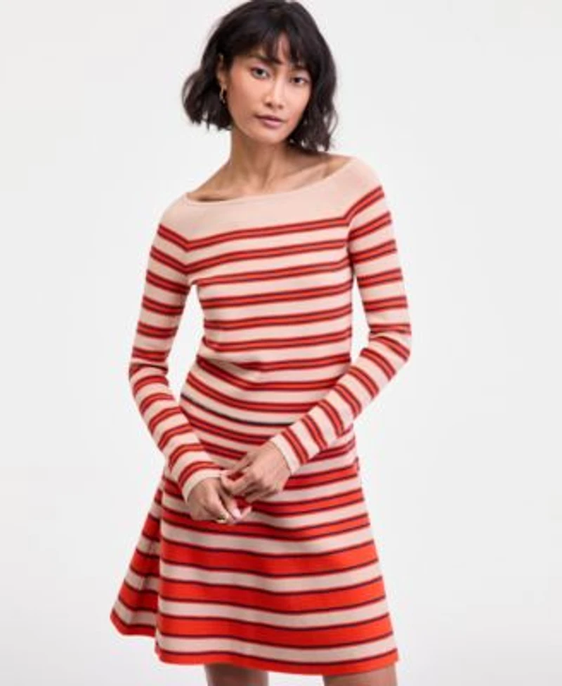 On 34th Womens Striped Knit Boat Neck Top Pull On Skirt Macys Exclusive