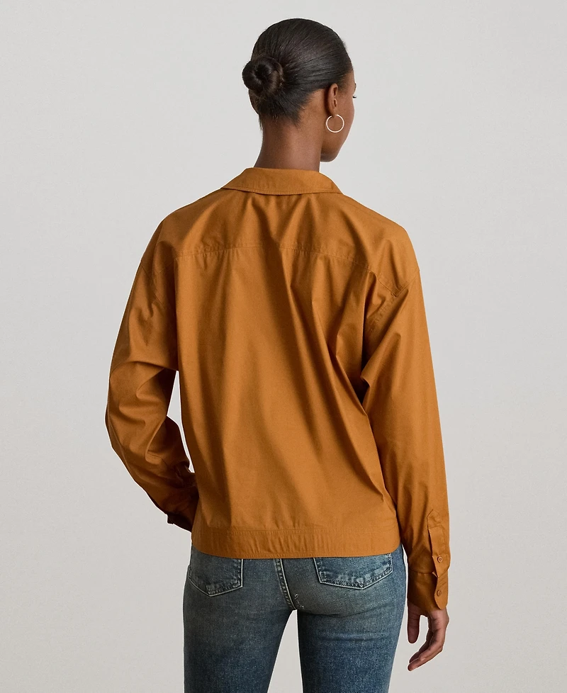 Lauren Ralph Women's Buckle-Trim Cotton-Blend Shirt