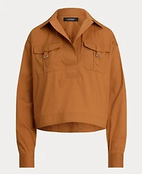 Lauren Ralph Women's Buckle-Trim Cotton-Blend Shirt