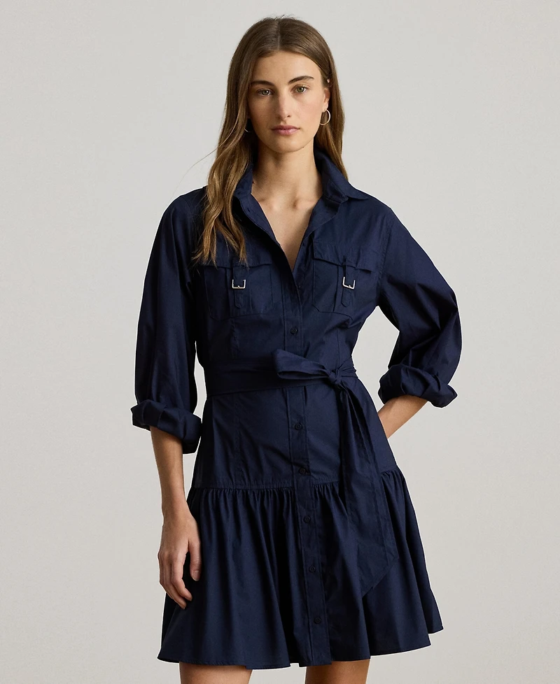 Lauren Ralph Women's Buckle-Trim Cotton-Blend Dress