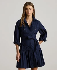 Lauren Ralph Women's Buckle-Trim Cotton-Blend Dress