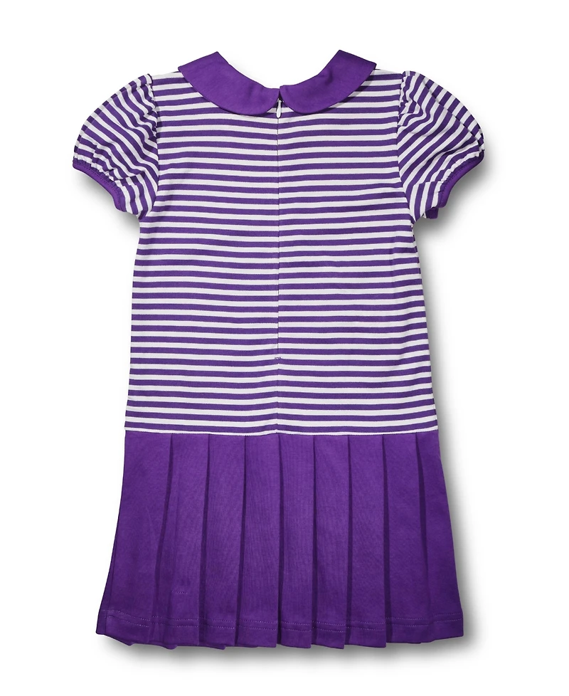 Florence Eiseman Toddler Girls Stripe Knit Pleated Dress With Flowers