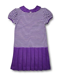 Florence Eiseman Toddler Girls Stripe Knit Pleated Dress With Flowers