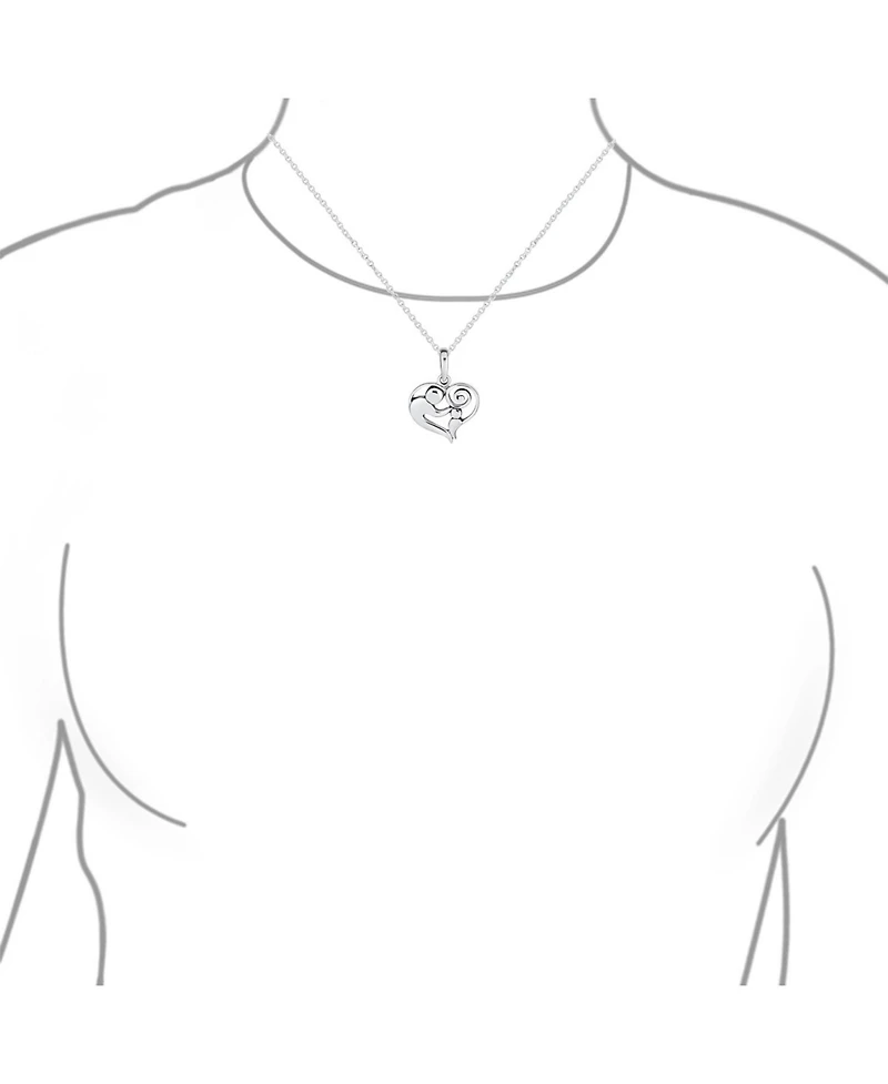 Bling Jewelry Family Loving Mother Son Or Daughter Heart Shape Mother And Child Necklace Pendant Mom Wife Sterling Silver