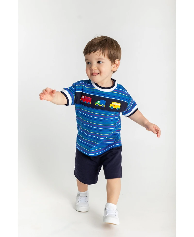 Florence Eiseman Stripe Knit Shirt With Vehicles
