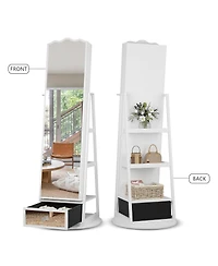 Vlsrka 60° Rotating Full-Length Mirror Jewelry Cabinet with Lights