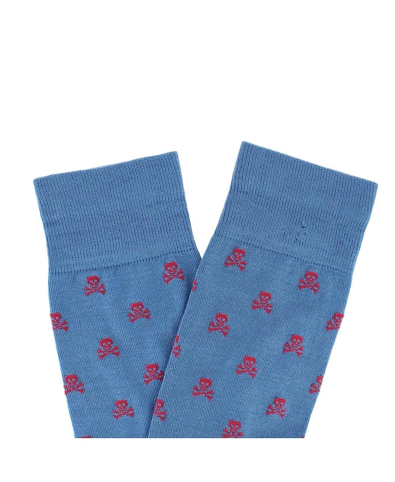 Trafalgar Men's Pirate's Skull & Crossbones Pima Cotton Over The Calf Novelty Dress Sock (1 Pair)