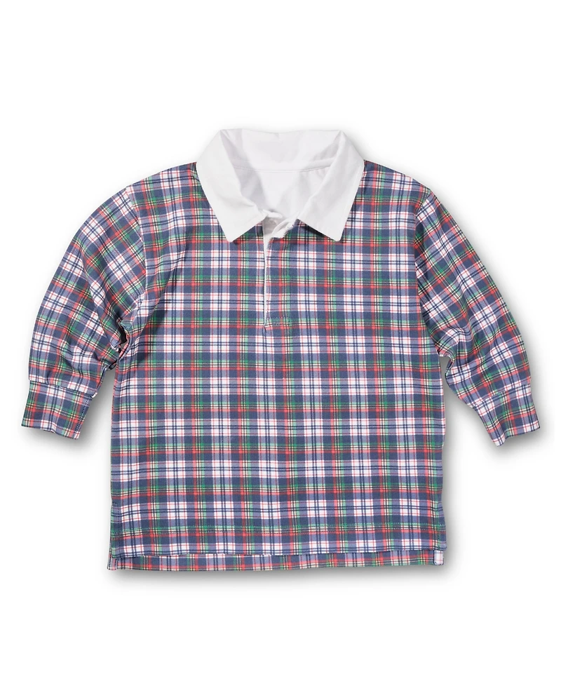 Florence Eiseman Plaid Knit Long Sleeve Polo