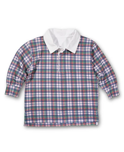 Florence Eiseman Plaid Knit Long Sleeve Polo