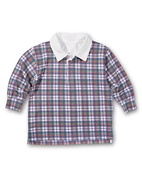 Florence Eiseman Plaid Knit Long Sleeve Polo
