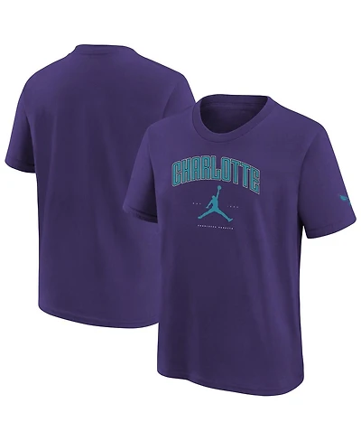 Jordan Big Boys and Girls Purple Charlotte Hornets Essential Cities T-Shirt