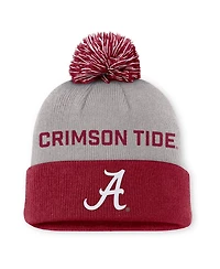 Nike Men's Gray/Crimson Alabama Crimson Tide Primetime Peak Cuffed with Pom Knit Hat