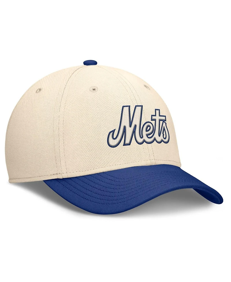 Nike Men's Natural/Royal New York Mets Statement Rise Performance Flex Hat
