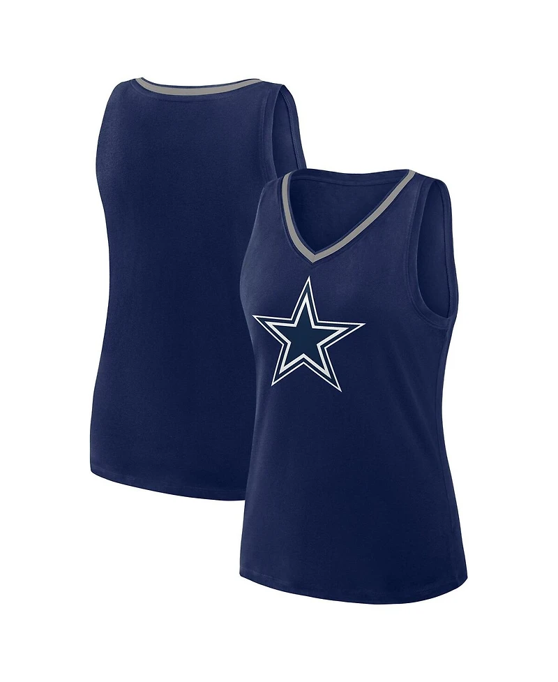 Logo Athletic Women's Navy Dallas Cowboys Stellar Win V-Neck Tank Top
