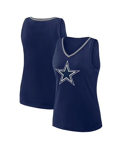 Logo Athletic Women's Navy Dallas Cowboys Stellar Win V-Neck Tank Top